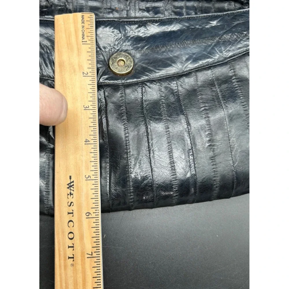 Vintage‎ Genuine Eel Skin Black Purse Shoulder Bag Made In Korea